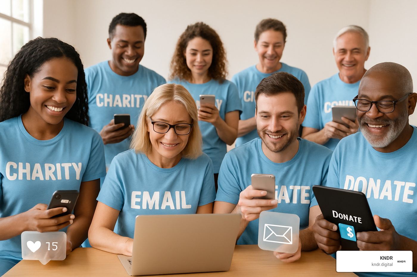 charity supporters engaging with content across multiple digital channels - digital marketing for charities