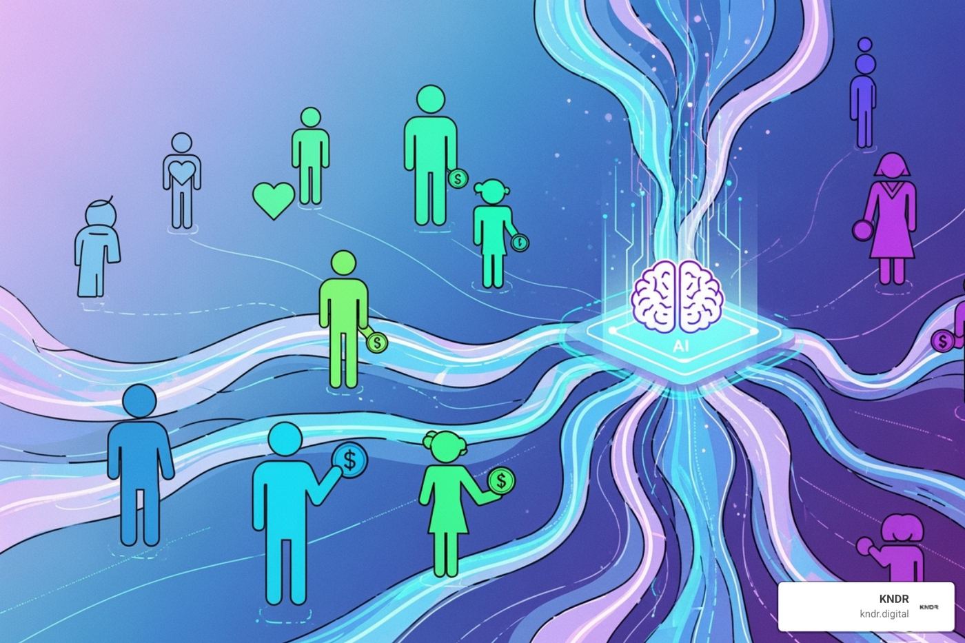AI-powered marketing automation graphic with abstract data flows and donor icons - marketing automation for nonprofit organizations cleveland AI-powered marketing automation graphic with abstract data flows and donor icons - marketing automation for nonprofit organizations cleveland