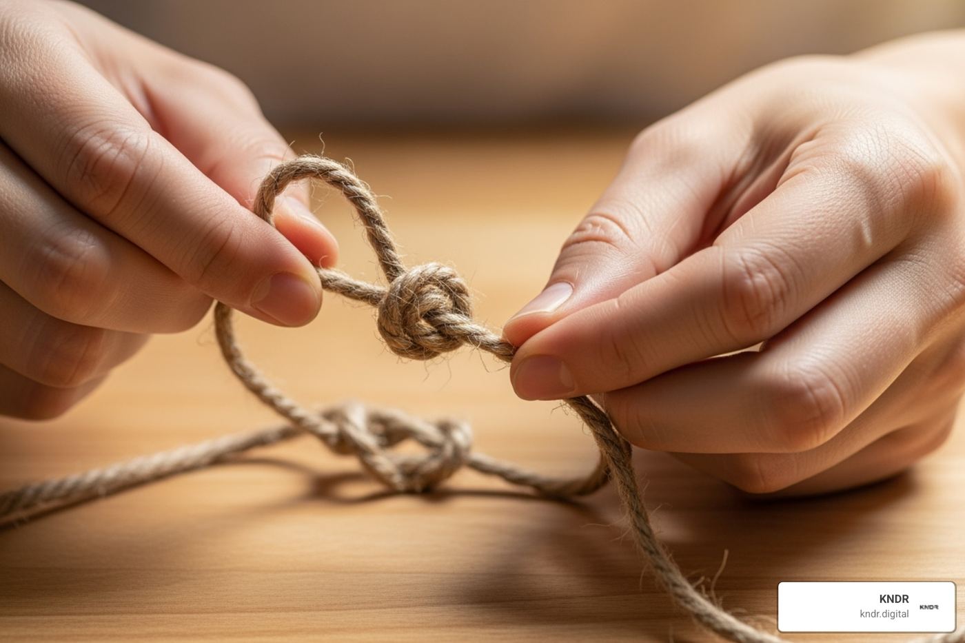 complex tangled string being straightened out by two hands, symbolizing simplification and strategy - digital marketing change consultant